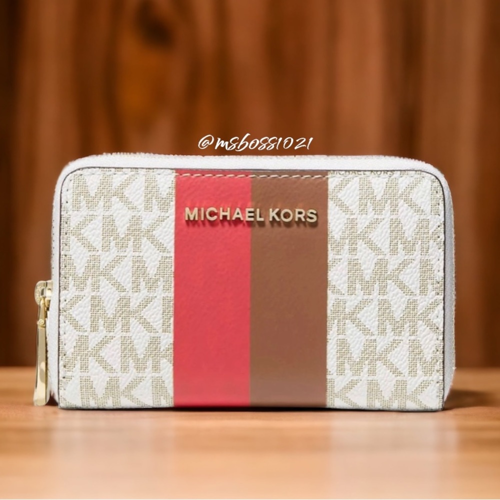 Michael Kors Center Stripe Hiedi Large Tote Dahlia Multi+Wallet - Picture 3 of 12
